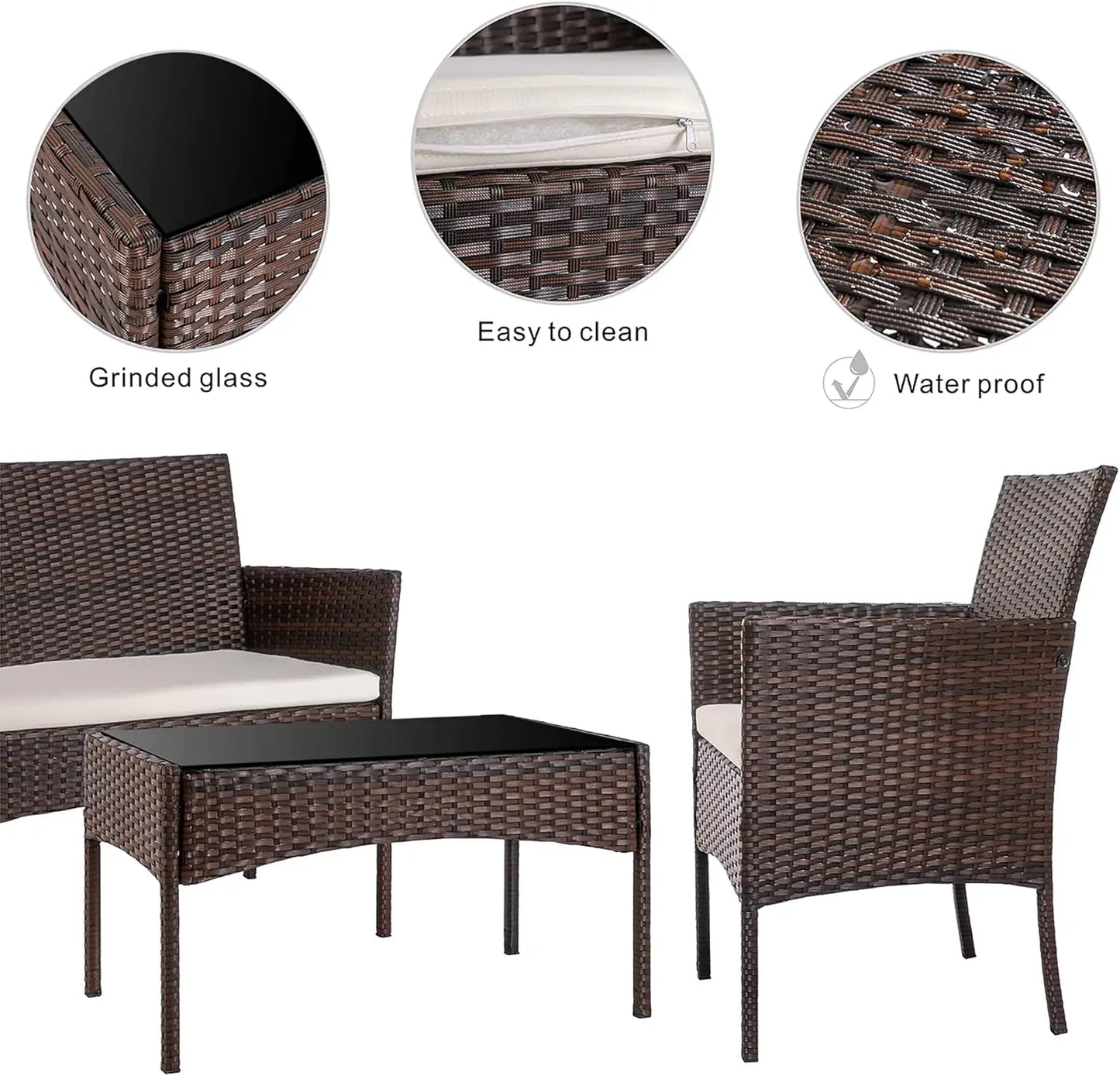 4 Pieces Outdoor Patio Furniture Set