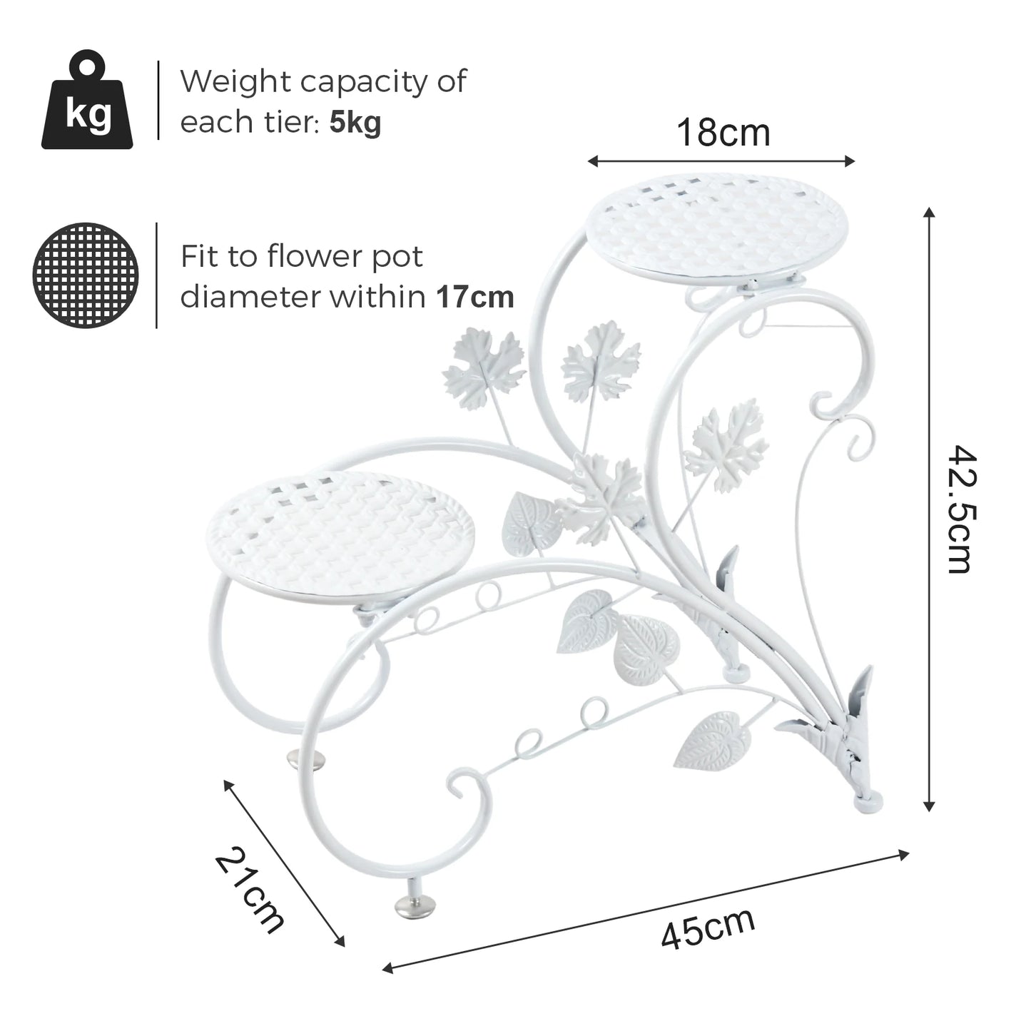 2PCS Rustproof Metal Plant Stand 4 Potted Flower Display