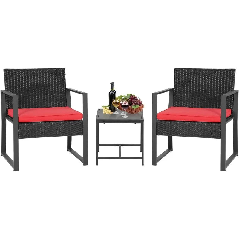 Wicker Patio Chairs, 3 Pcs