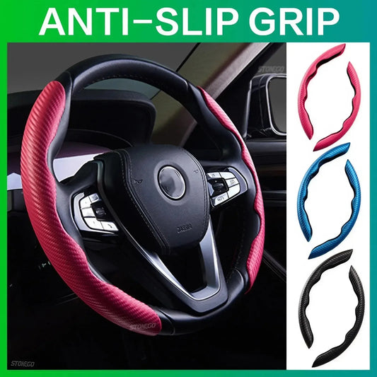 Universal Steering Wheel Cover, Ultra-Thin Carbon Fiber Anti-Slip Pattern, Fits Most Car Wheels