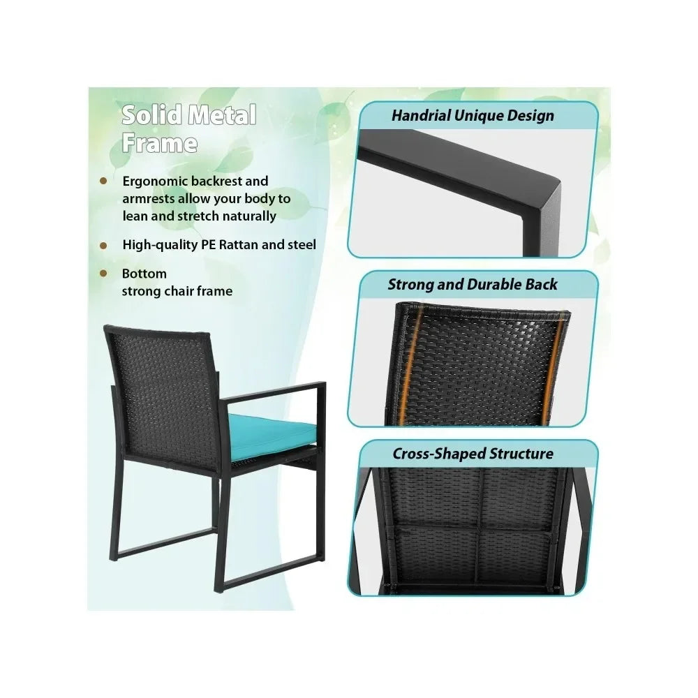 Wicker Patio Chairs, 3 Pcs