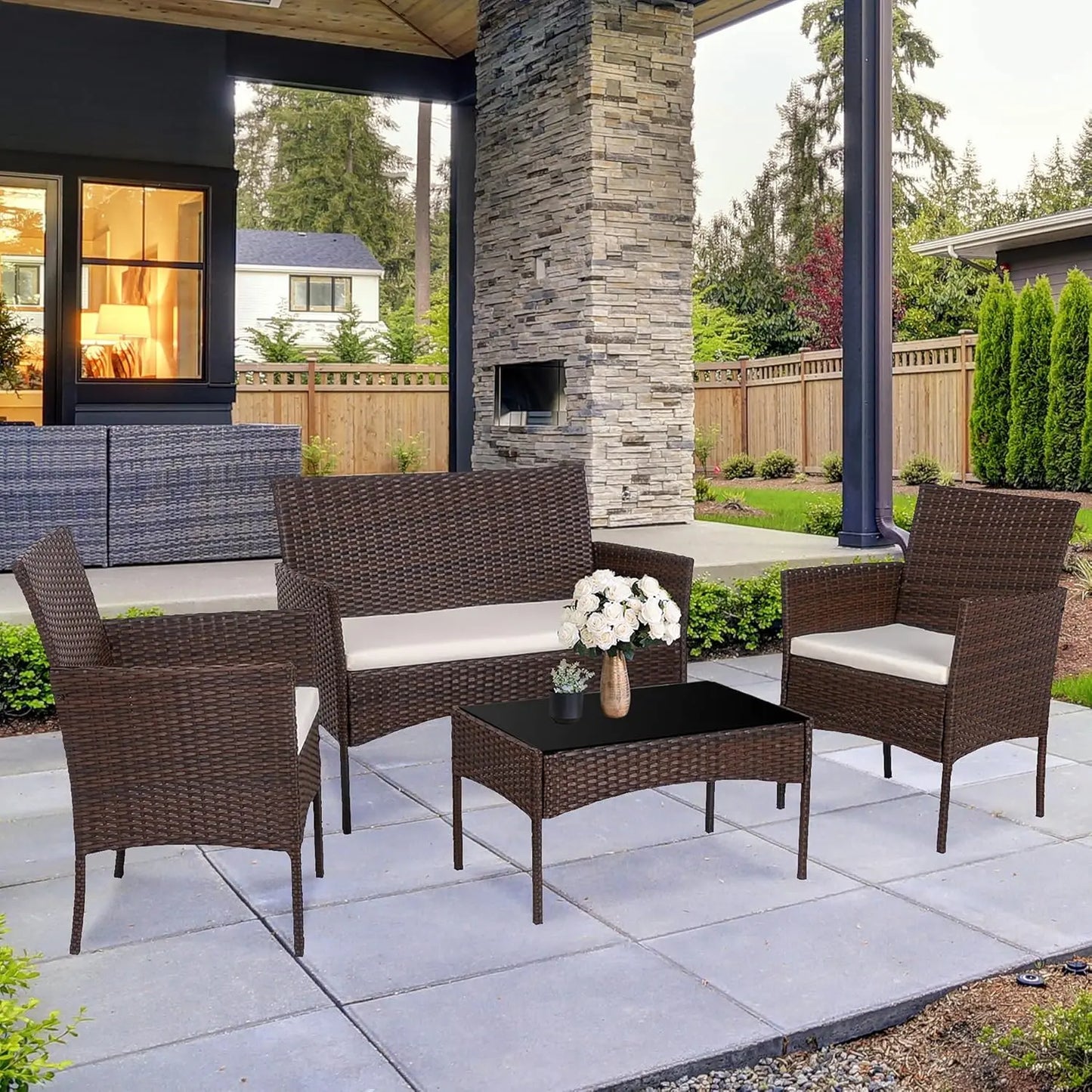 4 Pieces Outdoor Patio Furniture Set