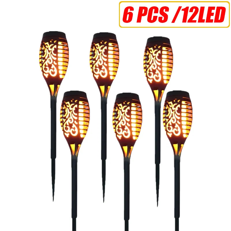 12LED 33LED Solar Flame Torch Lights Flickering LED Light Waterproof Garden Decoration Outdoor Lawn Path Yard Patio Floor Lamps