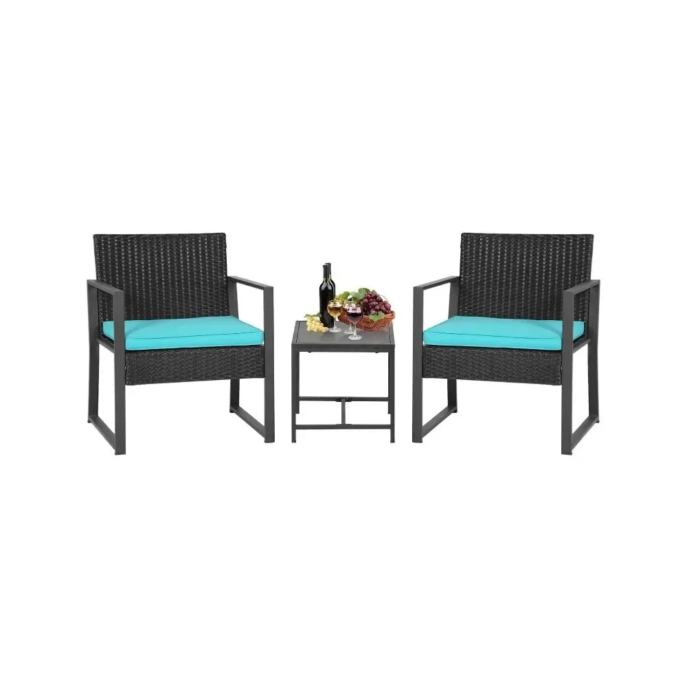 Wicker Patio Chairs, 3 Pcs