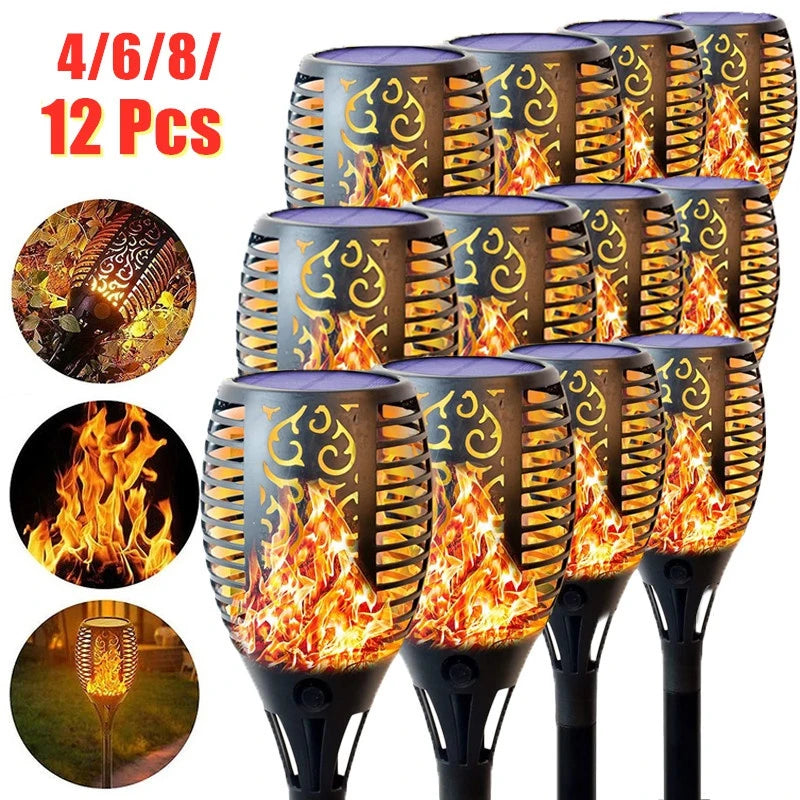 12LED 33LED Solar Flame Torch Lights Flickering LED Light Waterproof Garden Decoration Outdoor Lawn Path Yard Patio Floor Lamps