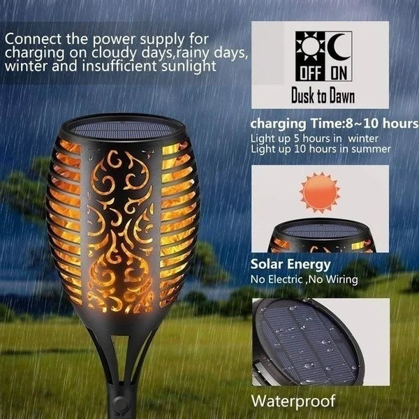 12LED 33LED Solar Flame Torch Lights Flickering LED Light Waterproof Garden Decoration Outdoor Lawn Path Yard Patio Floor Lamps