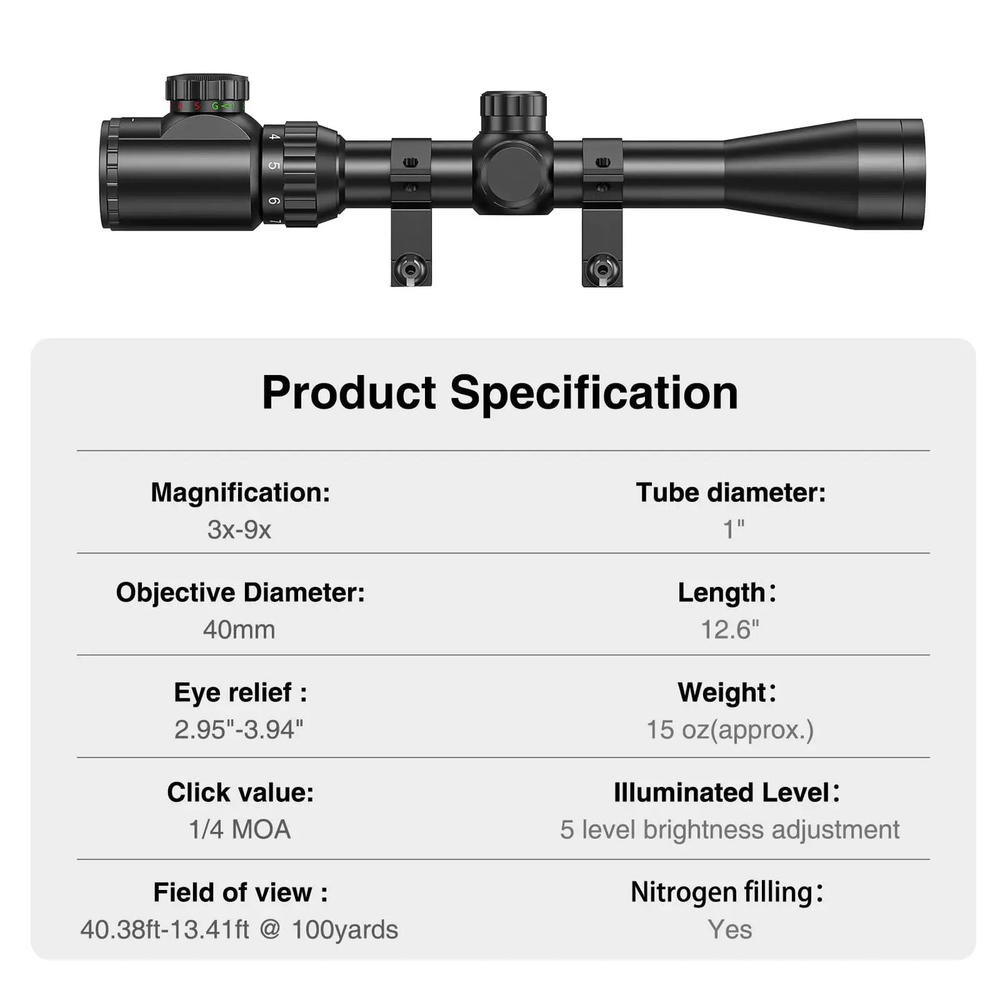 Red & Green Illuminated Optical Riflescope,