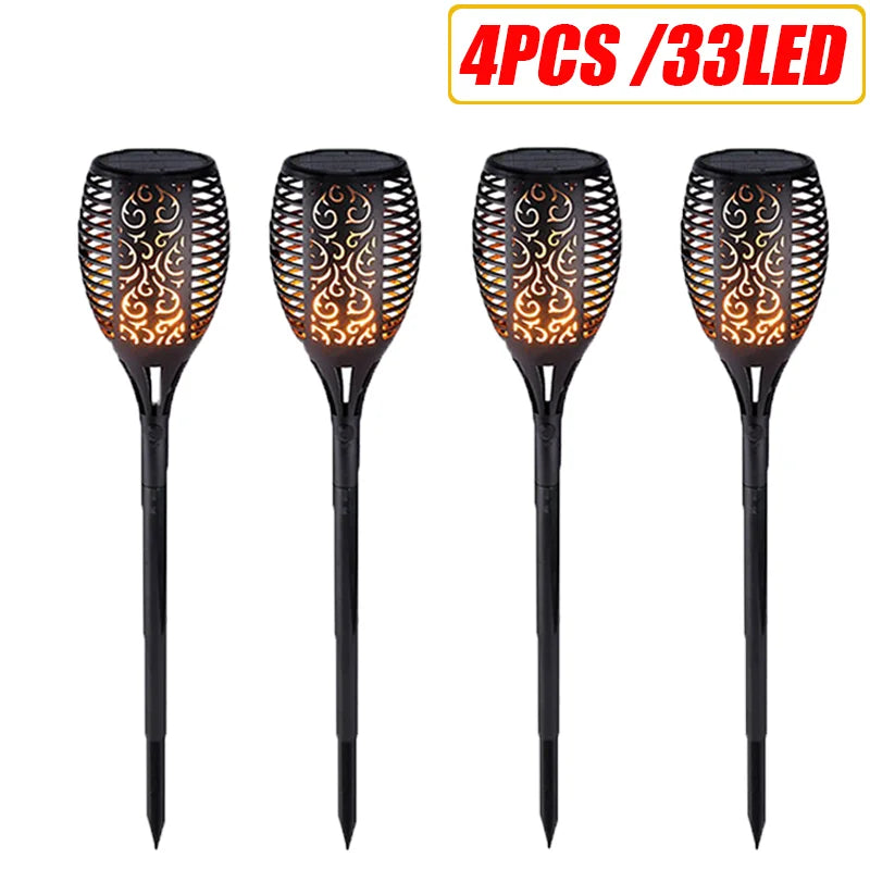 12LED 33LED Solar Flame Torch Lights Flickering LED Light Waterproof Garden Decoration Outdoor Lawn Path Yard Patio Floor Lamps