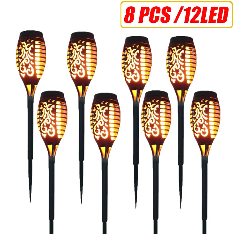 12LED 33LED Solar Flame Torch Lights Flickering LED Light Waterproof Garden Decoration Outdoor Lawn Path Yard Patio Floor Lamps