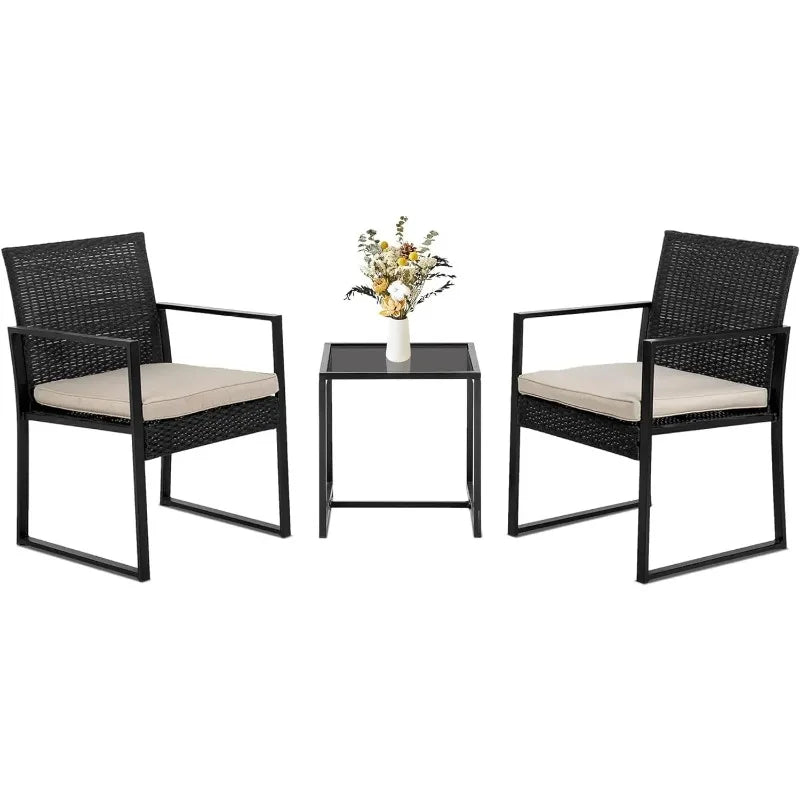 Wicker Patio Chairs, 3 Pcs