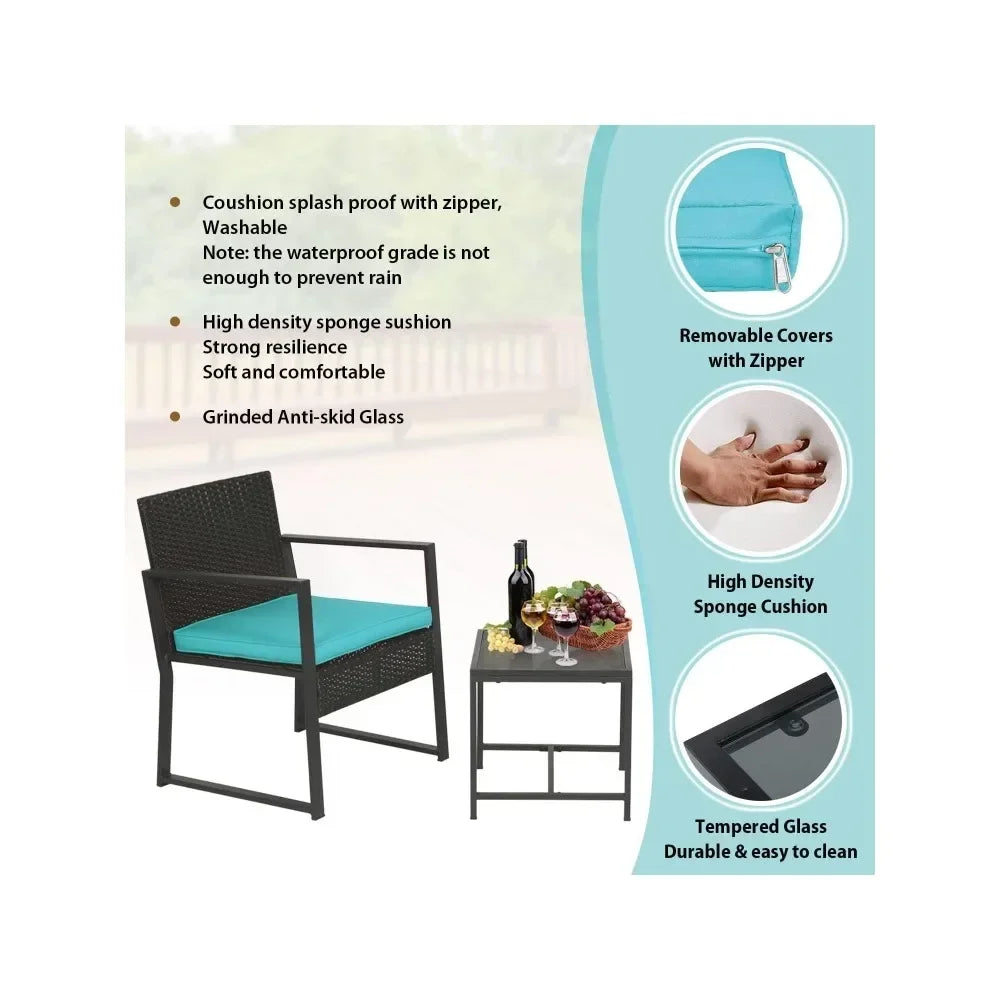 Wicker Patio Chairs, 3 Pcs