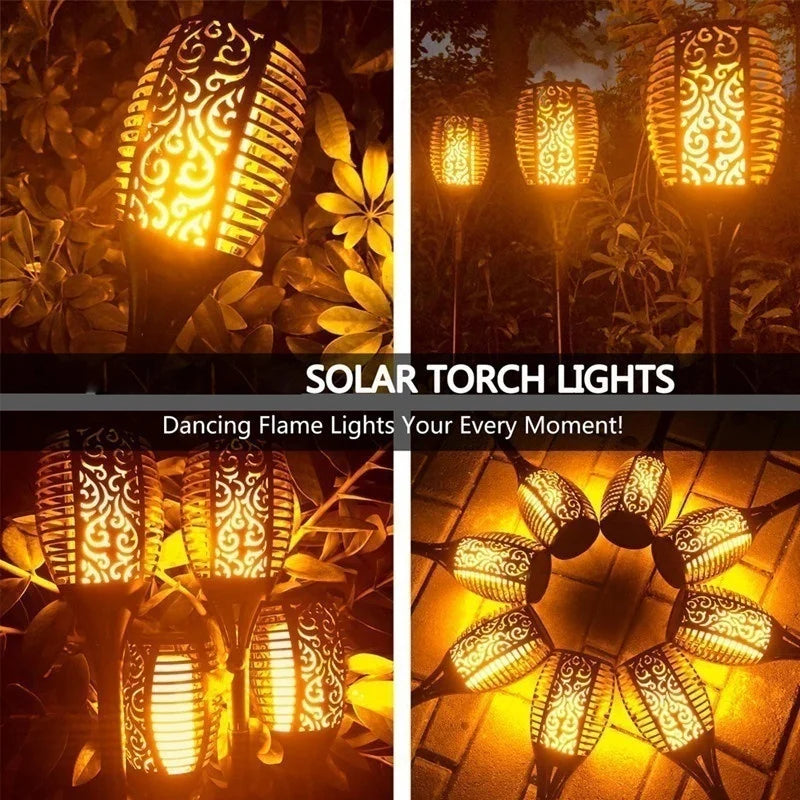 12LED 33LED Solar Flame Torch Lights Flickering LED Light Waterproof Garden Decoration Outdoor Lawn Path Yard Patio Floor Lamps