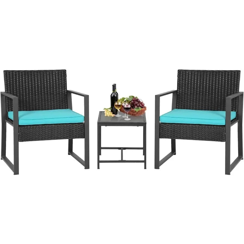 Wicker Patio Chairs, 3 Pcs