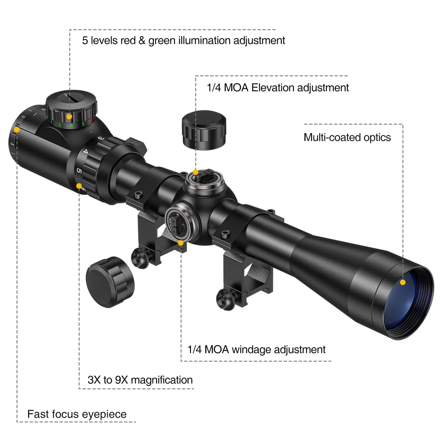 Red & Green Illuminated Optical Riflescope,