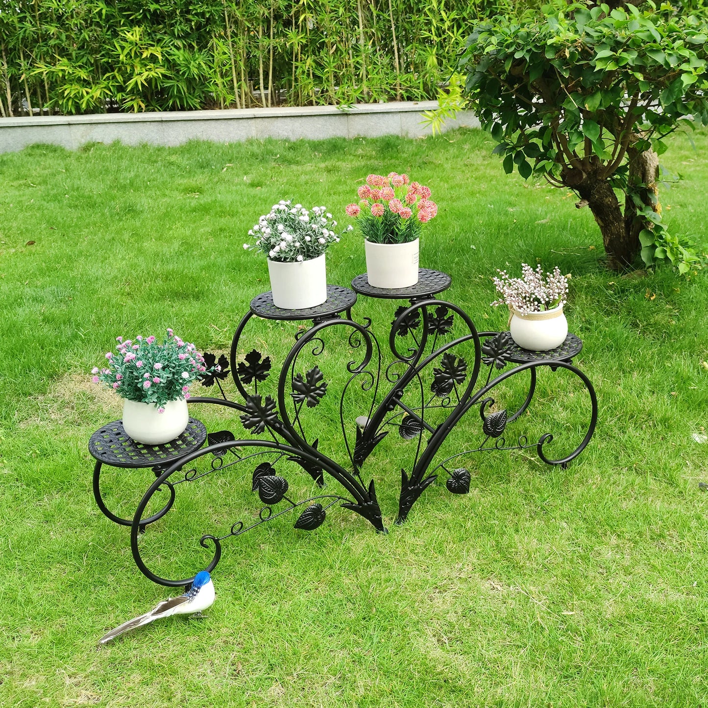 2PCS Rustproof Metal Plant Stand 4 Potted Flower Display