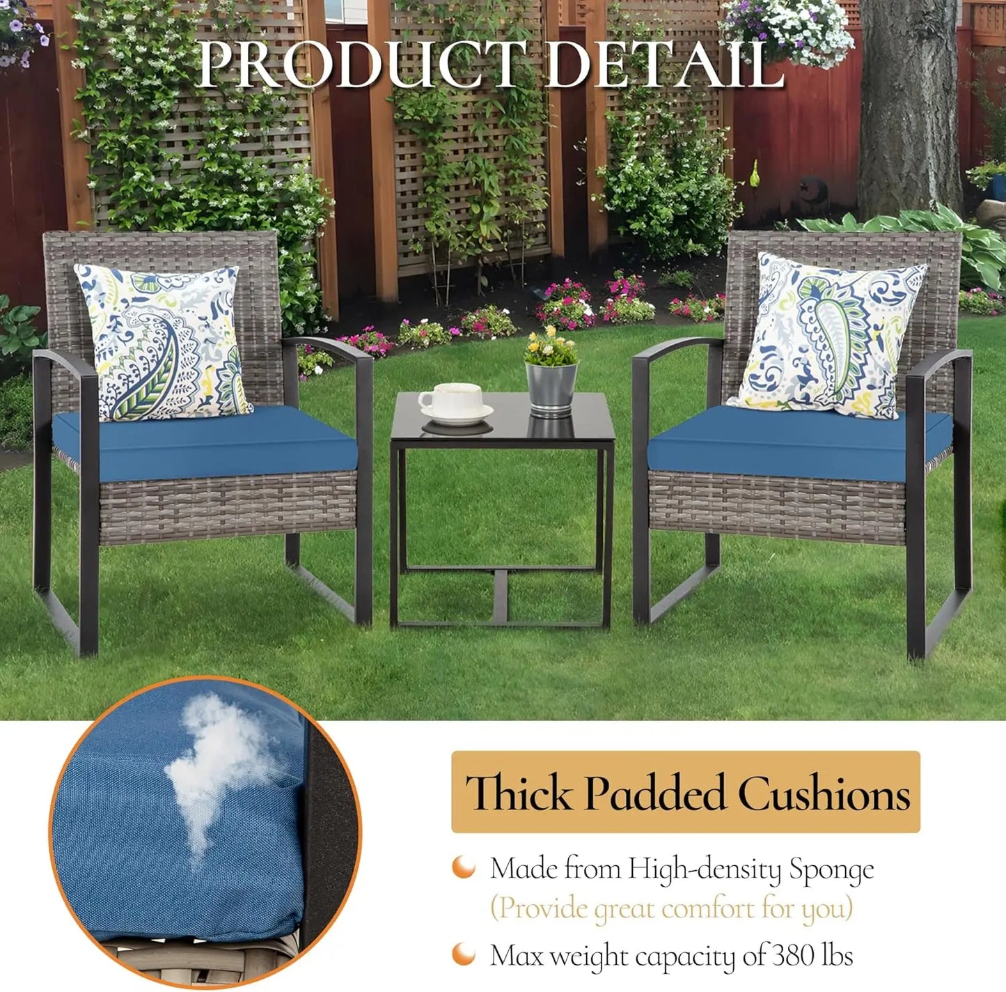 3 Pieces Patio Furniture Set,